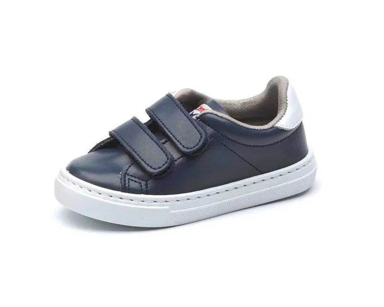 Baskets VELCRO - cuir MARINE