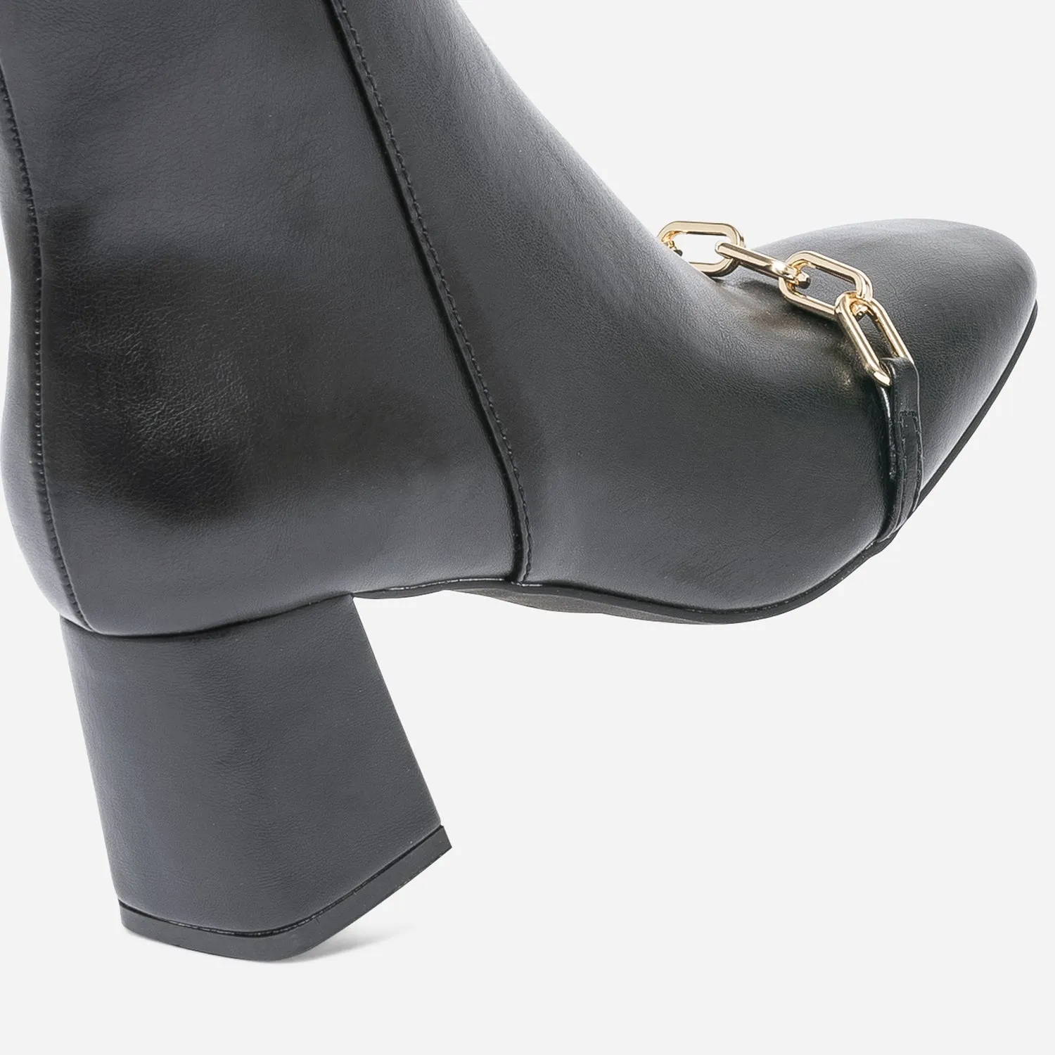 Boots noir avec chaînette métal - Boots / bottines Femme | ERAM