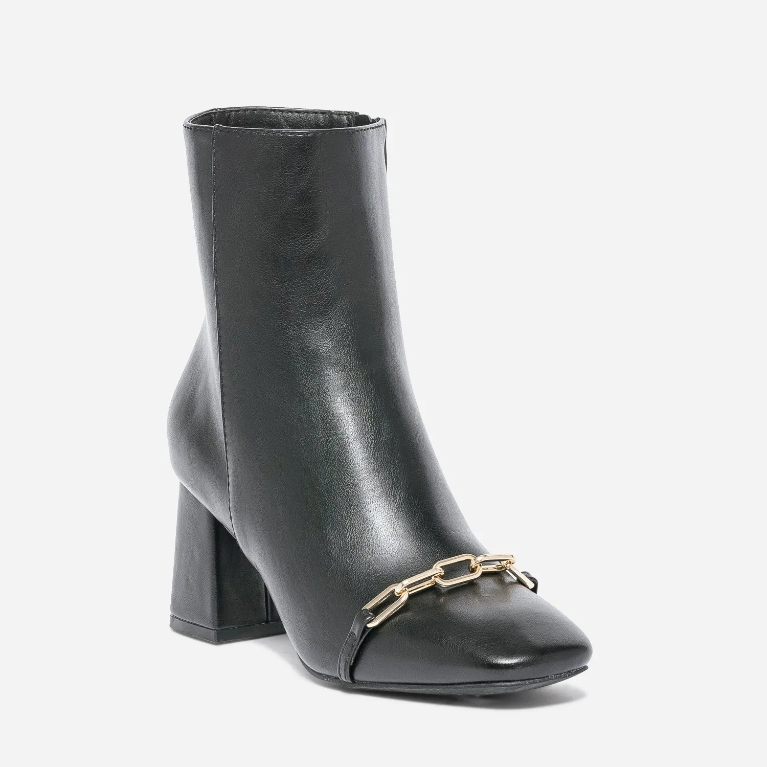 Boots noir avec chaînette métal - Boots / bottines Femme | ERAM