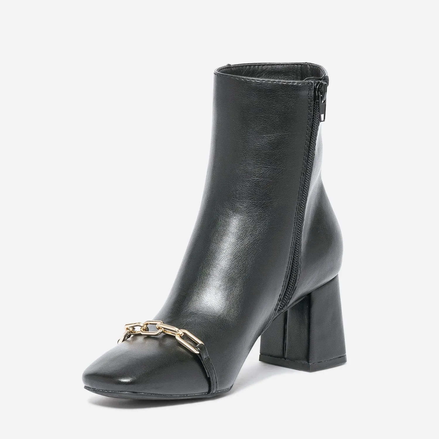 Boots noir avec chaînette métal - Boots / bottines Femme | ERAM