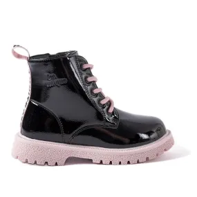 Bottines enfant Paluello noires et roses le noir