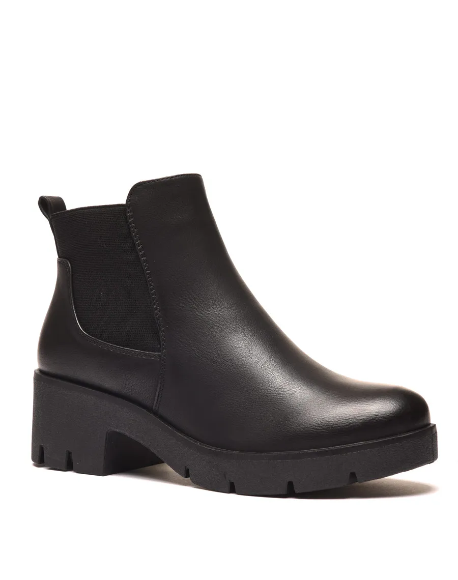 Bottines noires avec élastiques & grosse semelle crantée