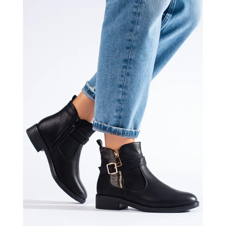 Bottines plates noires Shelovet le noir