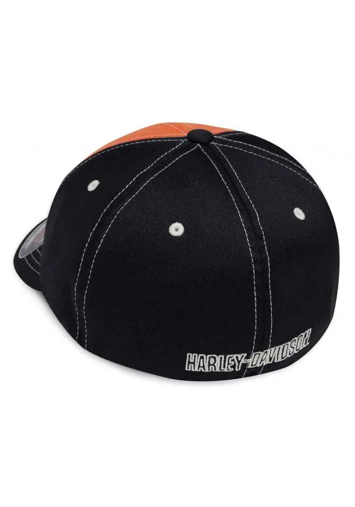 Casquette Harley Davidson Homme Colorblock Stretch Baseball Cap Orange & Black 99469-19VM