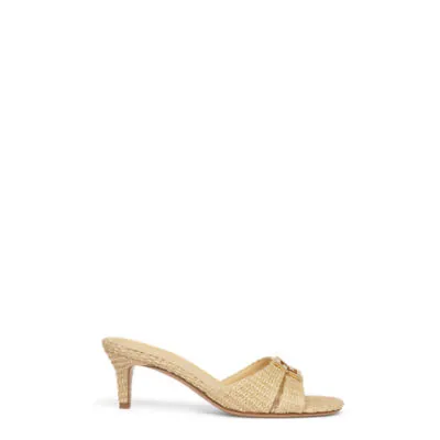 Fendi FFold - Sandales à talon moyen en fibre de coton beige | Fendi