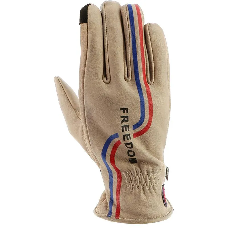 Gants FREEDOM FEMME HELSTONS beige/bleu/rouge - MAXXESS.FR, Gants moto été