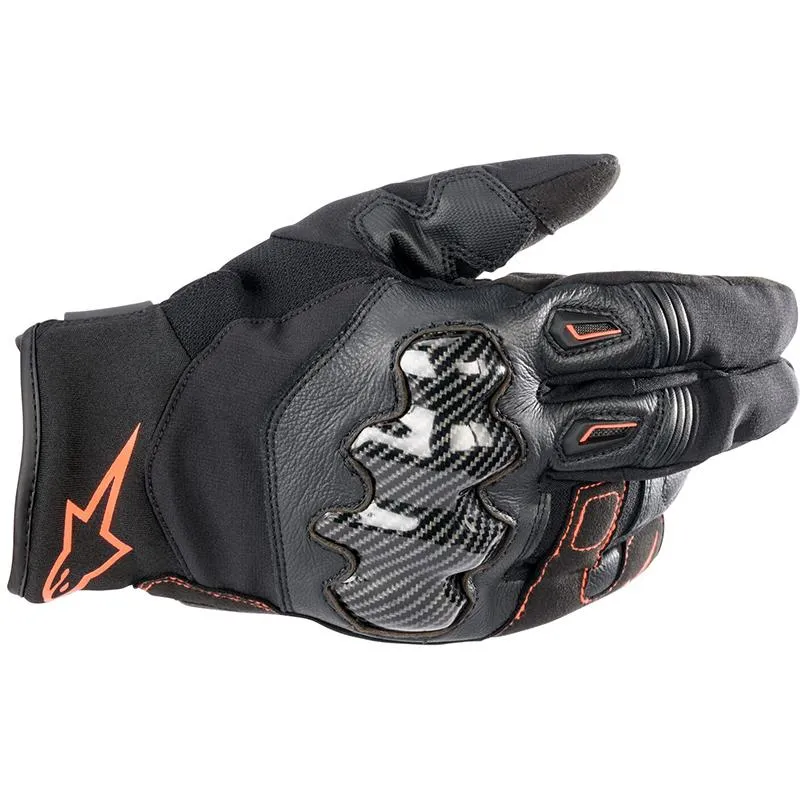 Gants SMX-1 WATERPROOF ALPINESTARS noir/rouge fluo - MAXXESS.FR, Gants moto mi-saison