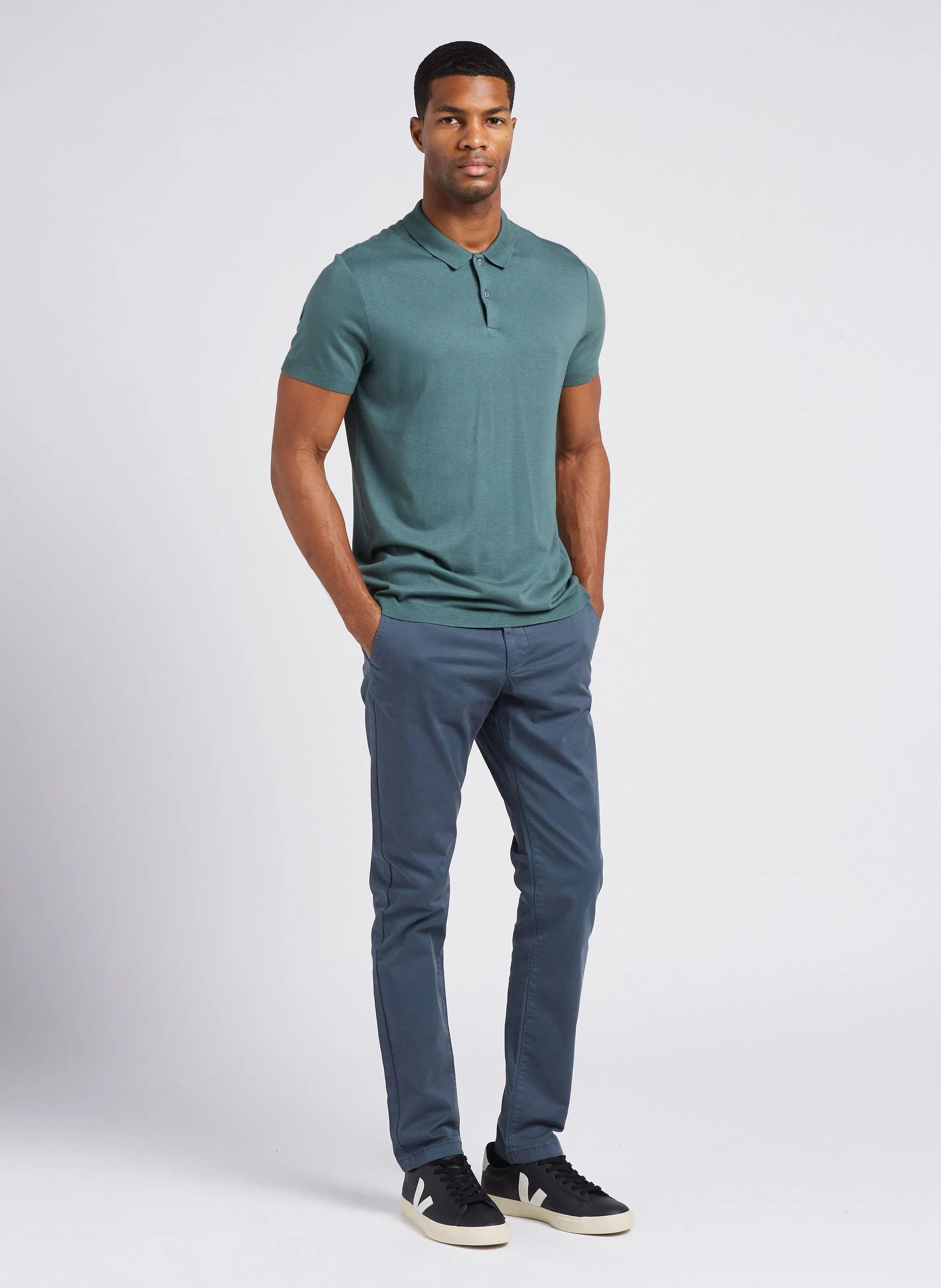 IKKS  Pantalon chino en coton stretch - Bleu