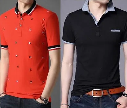 Importé -  Lot de 2 T-shirts Polo Homme coton à Manches Courtes Tendance