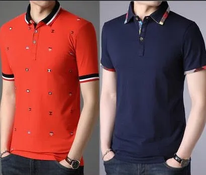 Importé -  Lot de 2 T-shirts Polo Homme coton à Manches Courtes Tendance