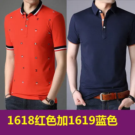 Importé -  Lot de 2 T-shirts Polo Homme coton à Manches Courtes Tendance