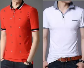 Importé -  Lot de 2 T-shirts Polo Homme coton à Manches Courtes Tendance