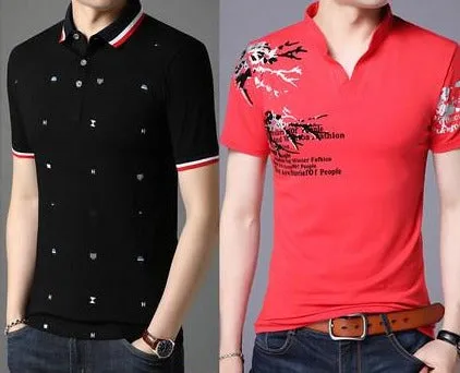 Importé -  Lot de 2 T-shirts Polo Homme coton à Manches Courtes Tendance