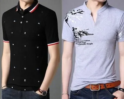 Importé -  Lot de 2 T-shirts Polo Homme coton à Manches Courtes Tendance