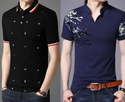 Importé -  Lot de 2 T-shirts Polo Homme coton à Manches Courtes Tendance