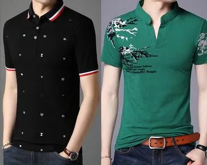 Importé -  Lot de 2 T-shirts Polo Homme coton à Manches Courtes Tendance