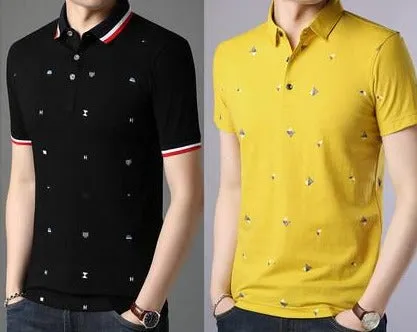 Importé -  Lot de 2 T-shirts Polo Homme coton à Manches Courtes Tendance