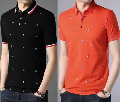 Importé -  Lot de 2 T-shirts Polo Homme coton à Manches Courtes Tendance