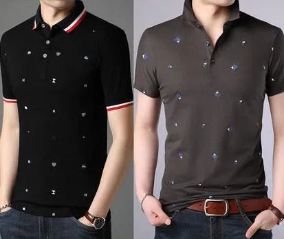 Importé -  Lot de 2 T-shirts Polo Homme coton à Manches Courtes Tendance