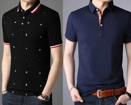 Importé -  T-shirt Polo Homme coton à Manches Courtes Tendance