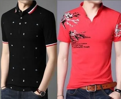 Importé -  T-shirt Polo Homme coton à Manches Courtes Tendance