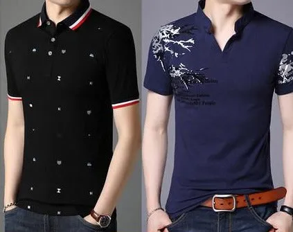 Importé -  T-shirt Polo Homme coton à Manches Courtes Tendance