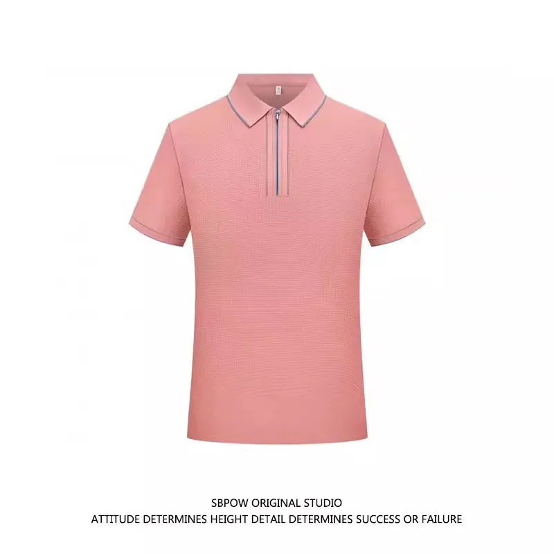 Importé -  T-Shirt Polo Homme Manches Courtes Avec Fermeture Eclair Tendance