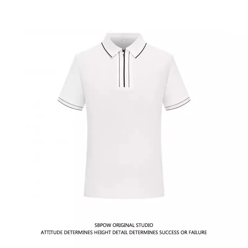 Importé -  T-Shirt Polo Homme Manches Courtes Avec Fermeture Eclair Tendance