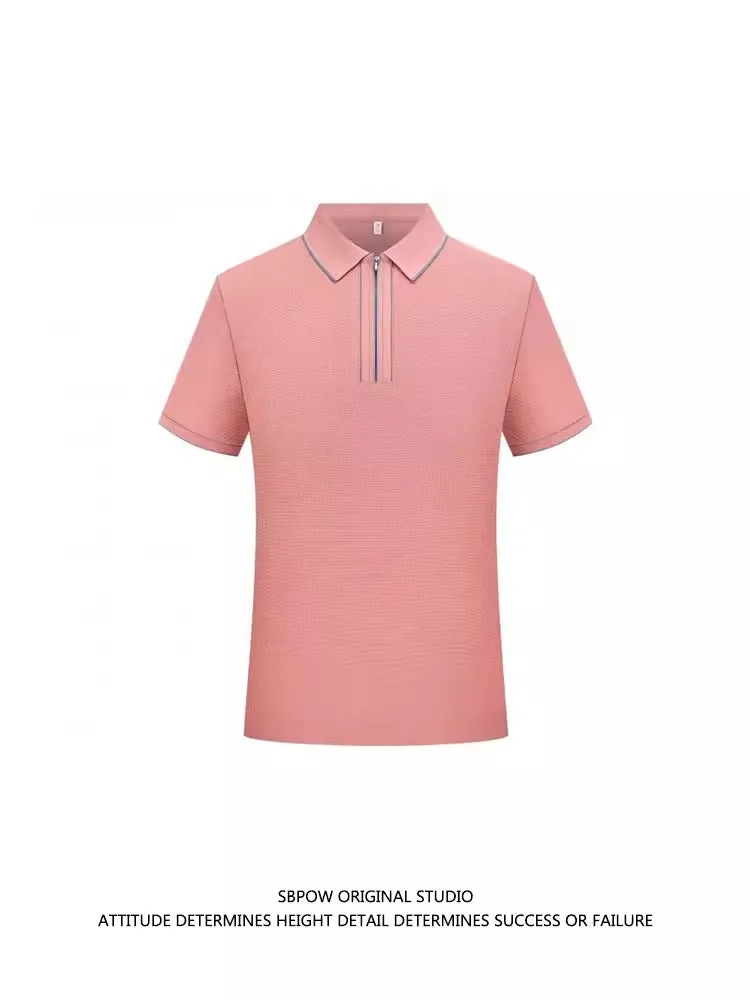 Importé -  T-Shirt Polo Homme Manches Courtes Avec Fermeture Eclair Tendance