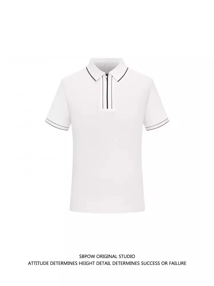 Importé -  T-Shirt Polo Homme Manches Courtes Avec Fermeture Eclair Tendance