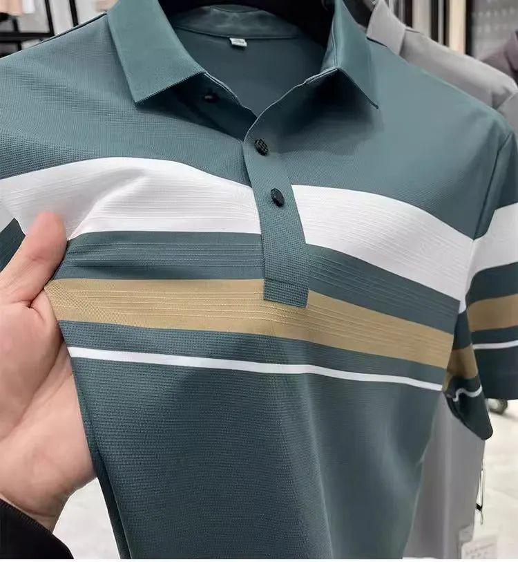 Importé -  T-Shirt Polo Homme Manches Courtes Tendance En Soie Glacée