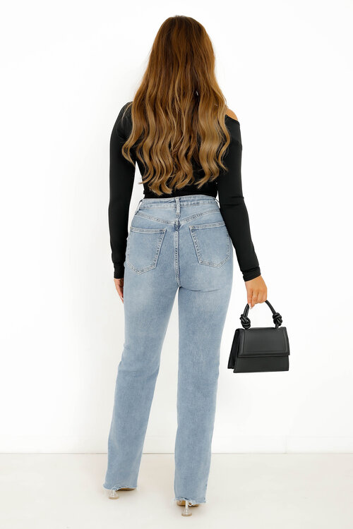 Jeans Coupe Droite Taille Haute