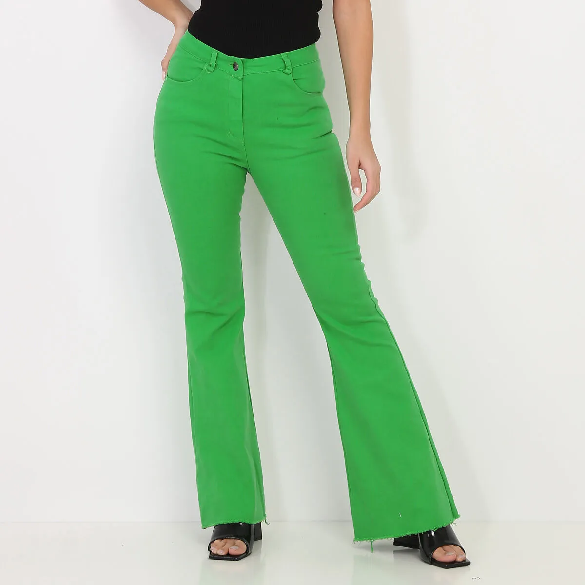 Jeans flare stretch- Vert