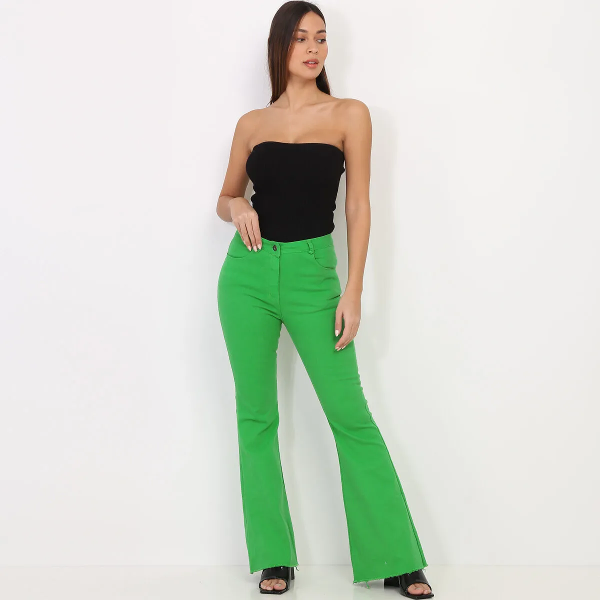 Jeans flare stretch- Vert