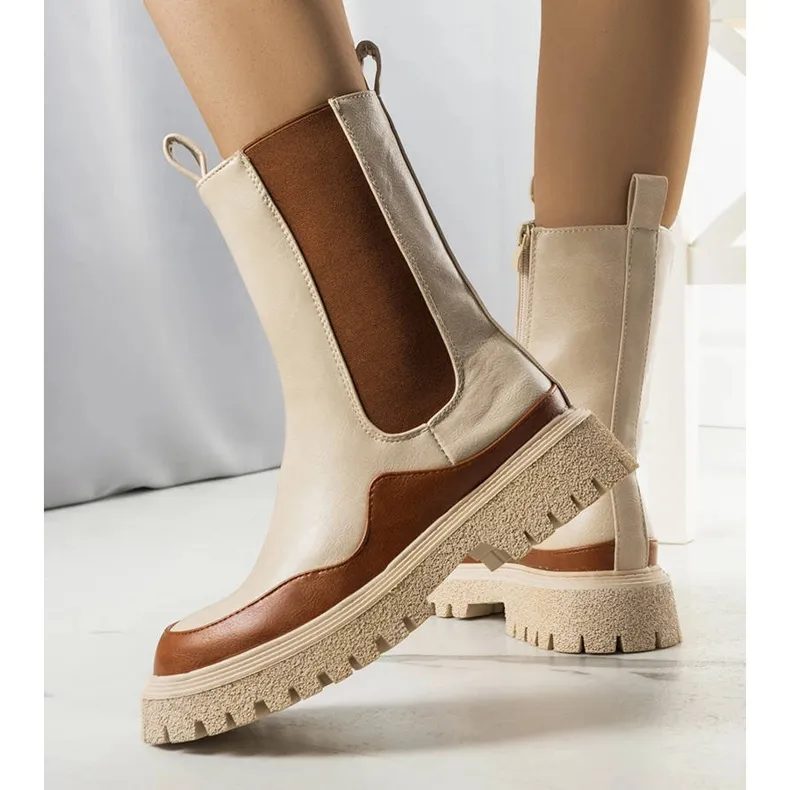 PA1 Bottines beige et marron Valeris brun