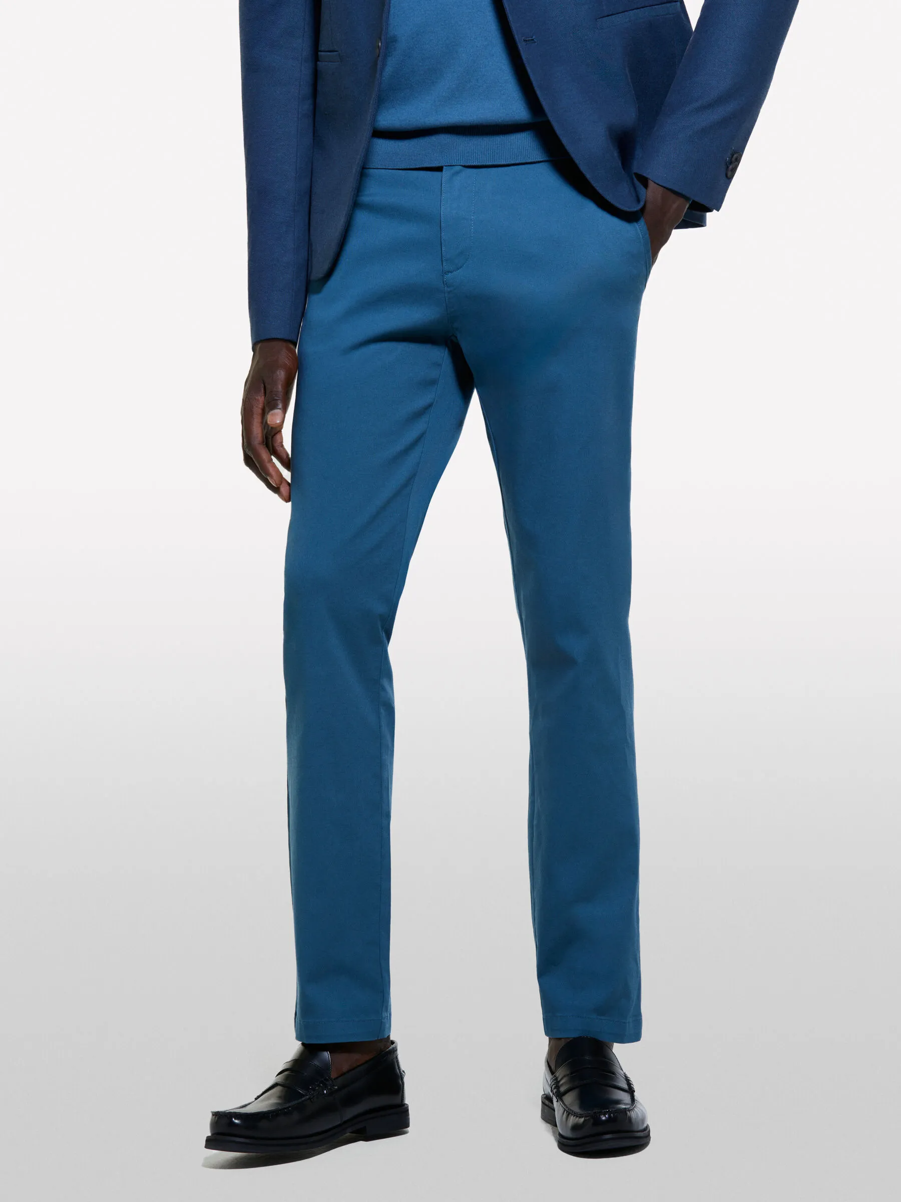 Pantalon chino slim bleu