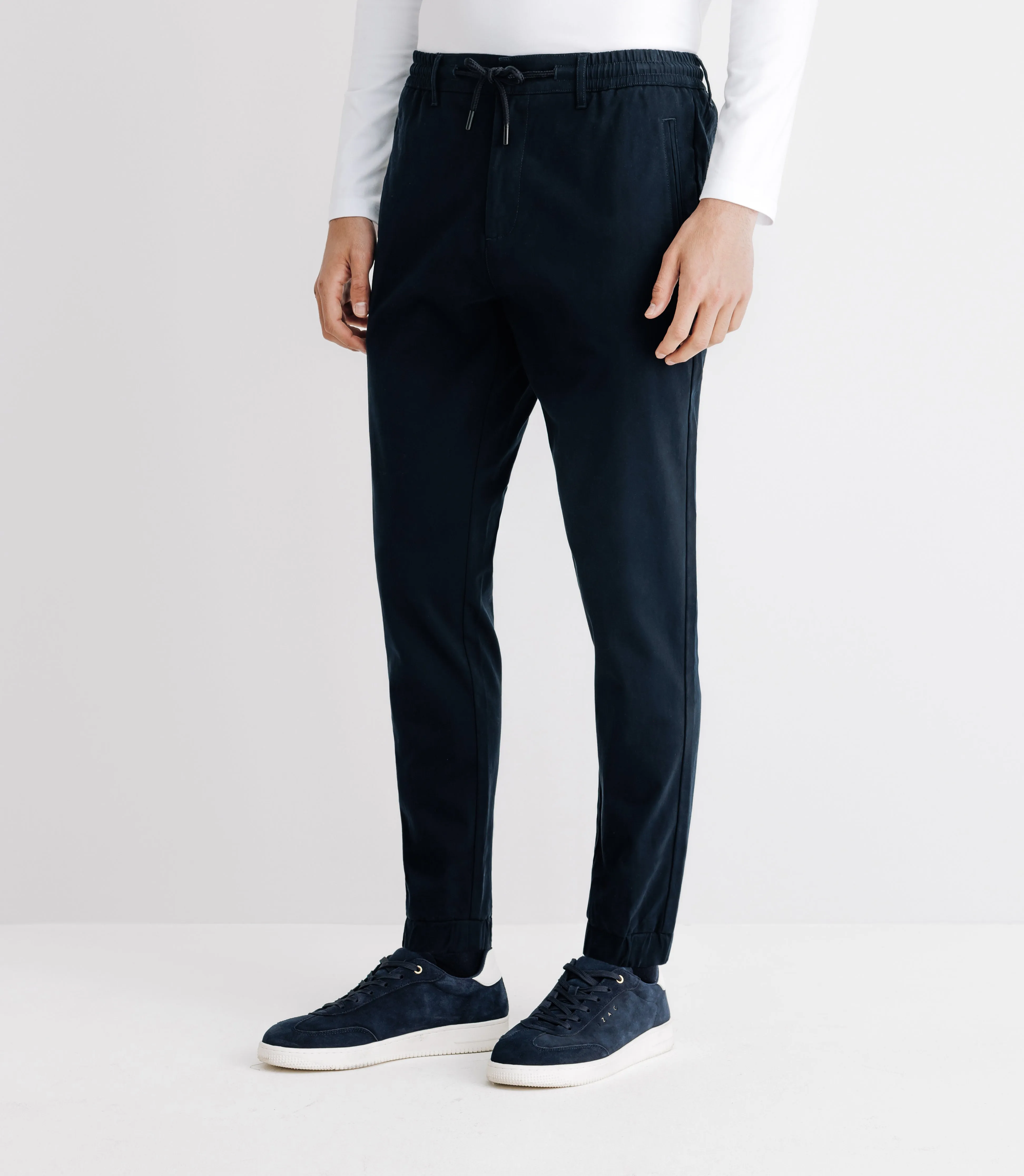 Pantalon chino élastique marine