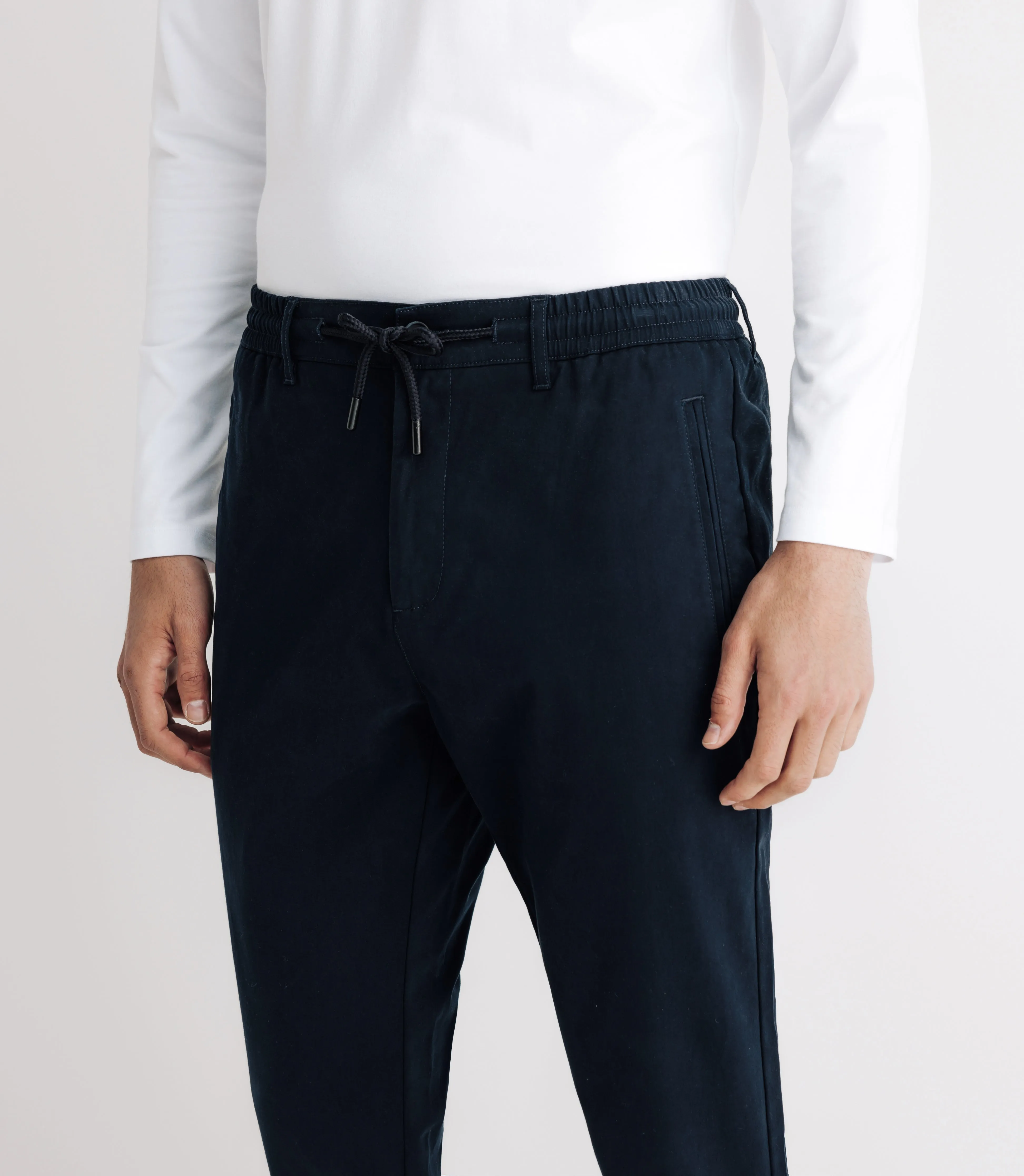 Pantalon chino élastique marine