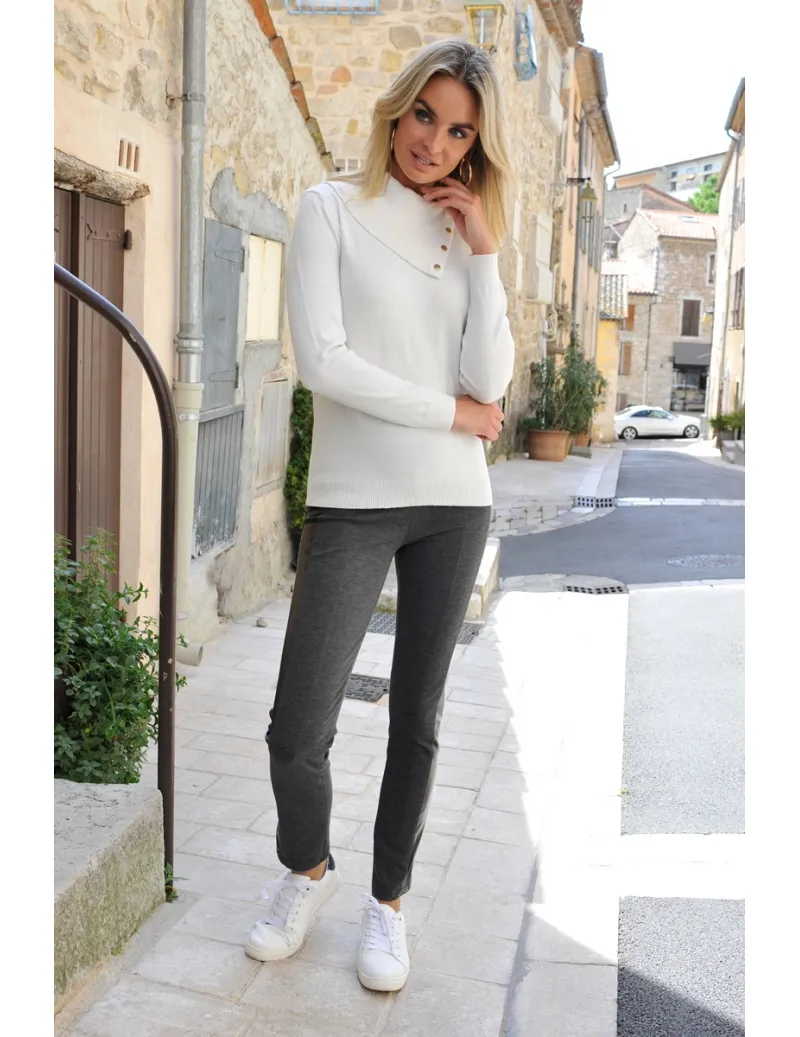 PULL BLANC COL ENVELOPPE RIVET