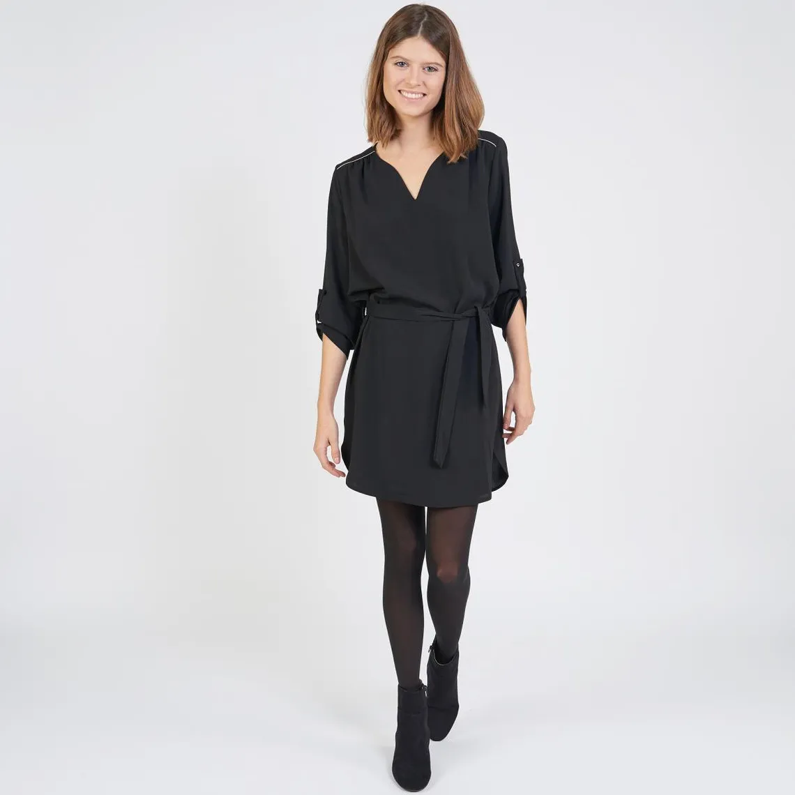 Robe ceinturée col V avec détail doré Jude | Robe courte 3 SUISSES