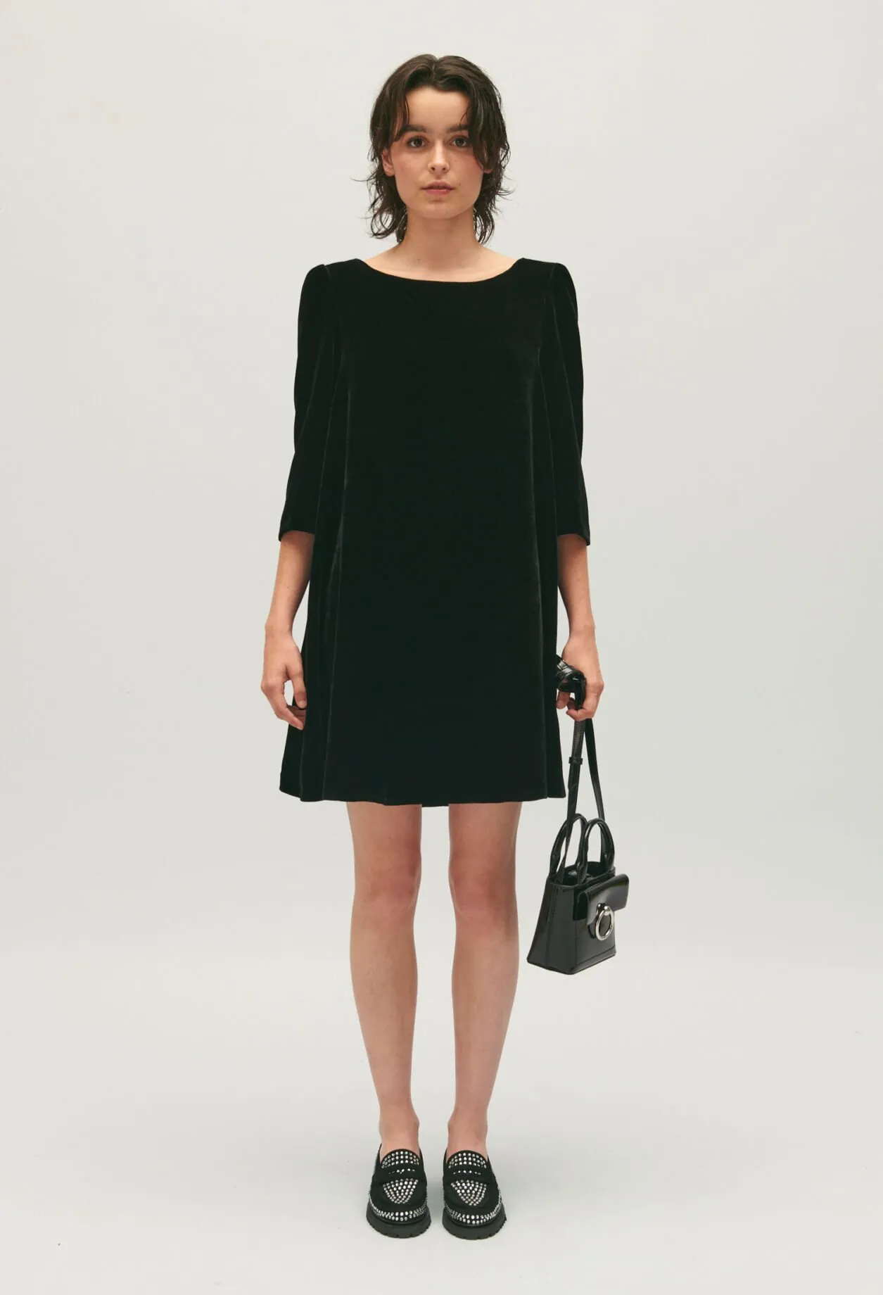 Robe courte Rififi velours noir | Claudie FR