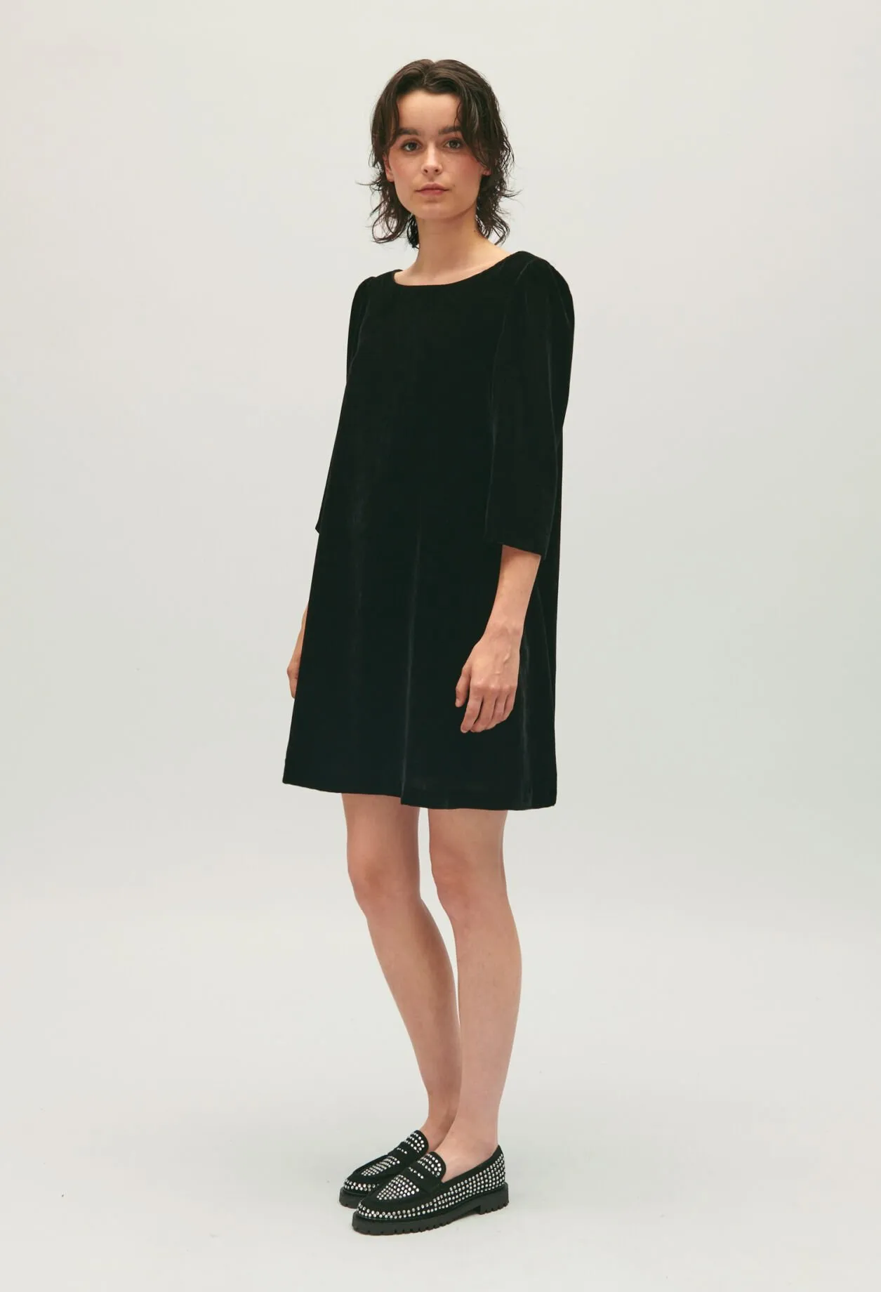 Robe courte Rififi velours noir | Claudie FR