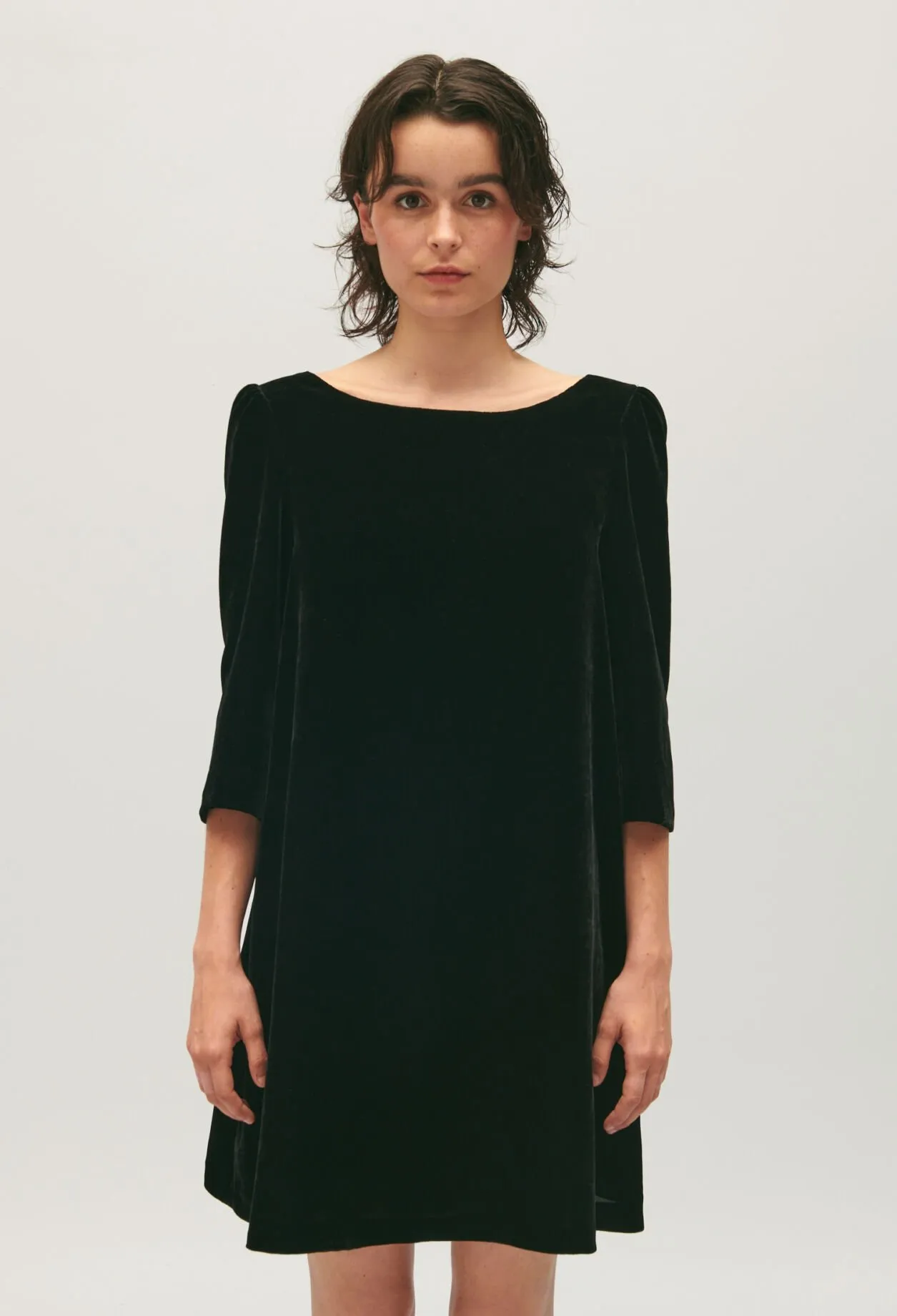 Robe courte Rififi velours noir | Claudie FR