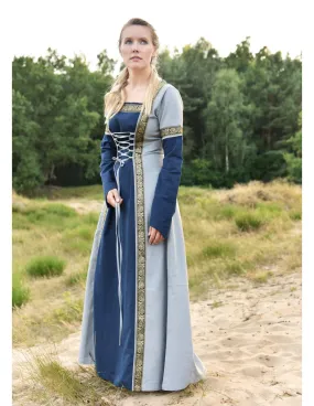 Robe médiévale Leonor en bleu-gris ⚔️ Boutique Épées