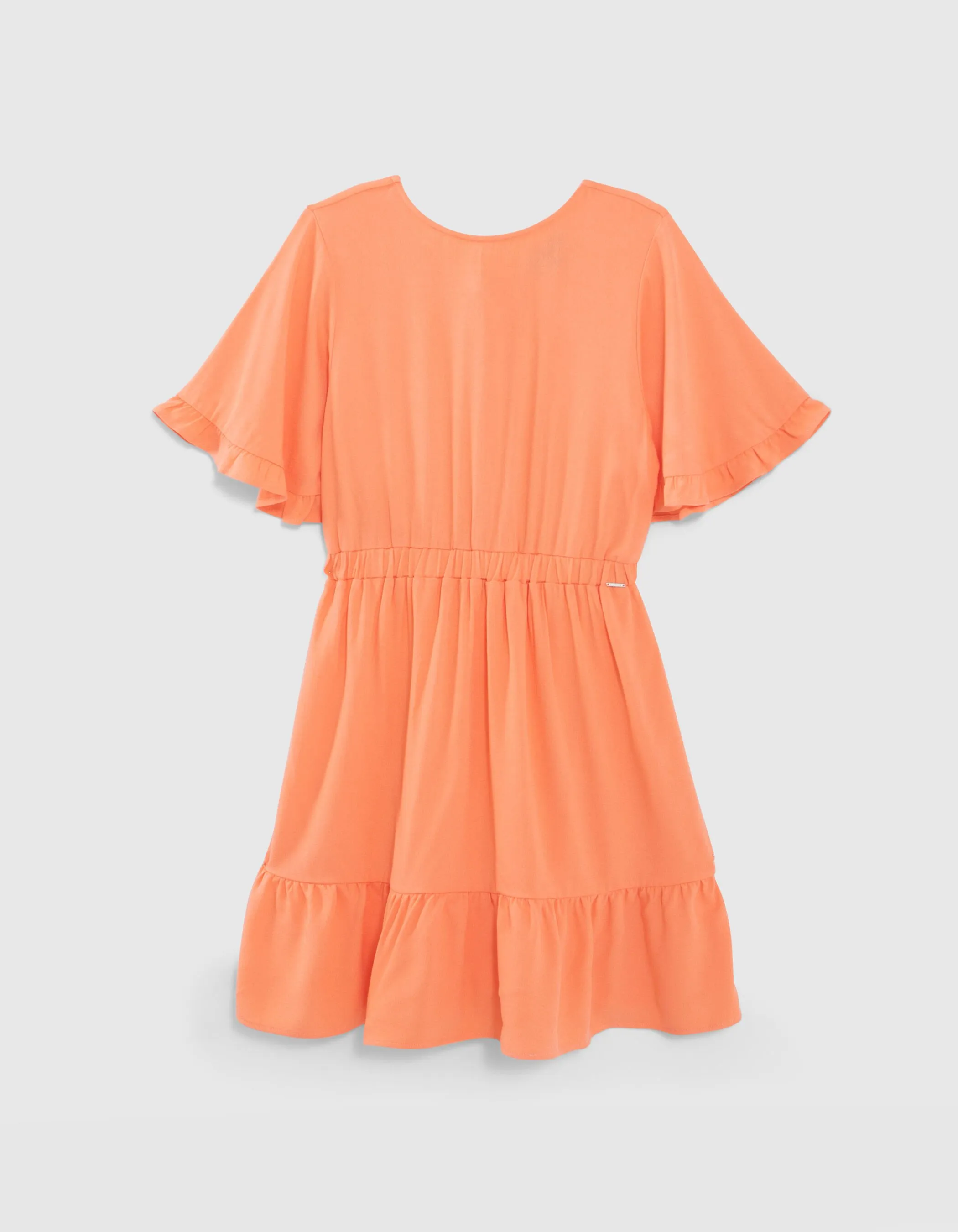 Robe orange larges manches volantées fille