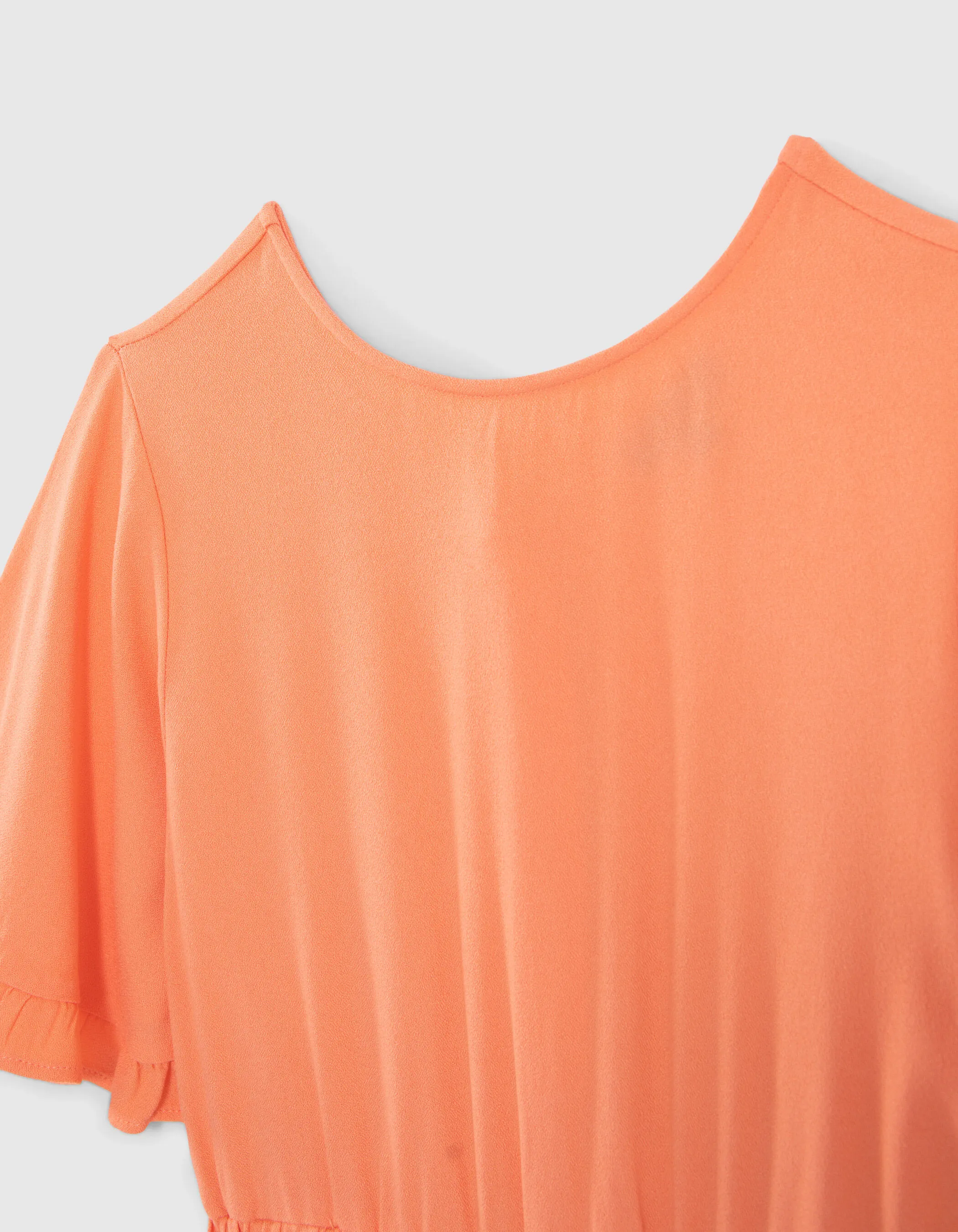 Robe orange larges manches volantées fille