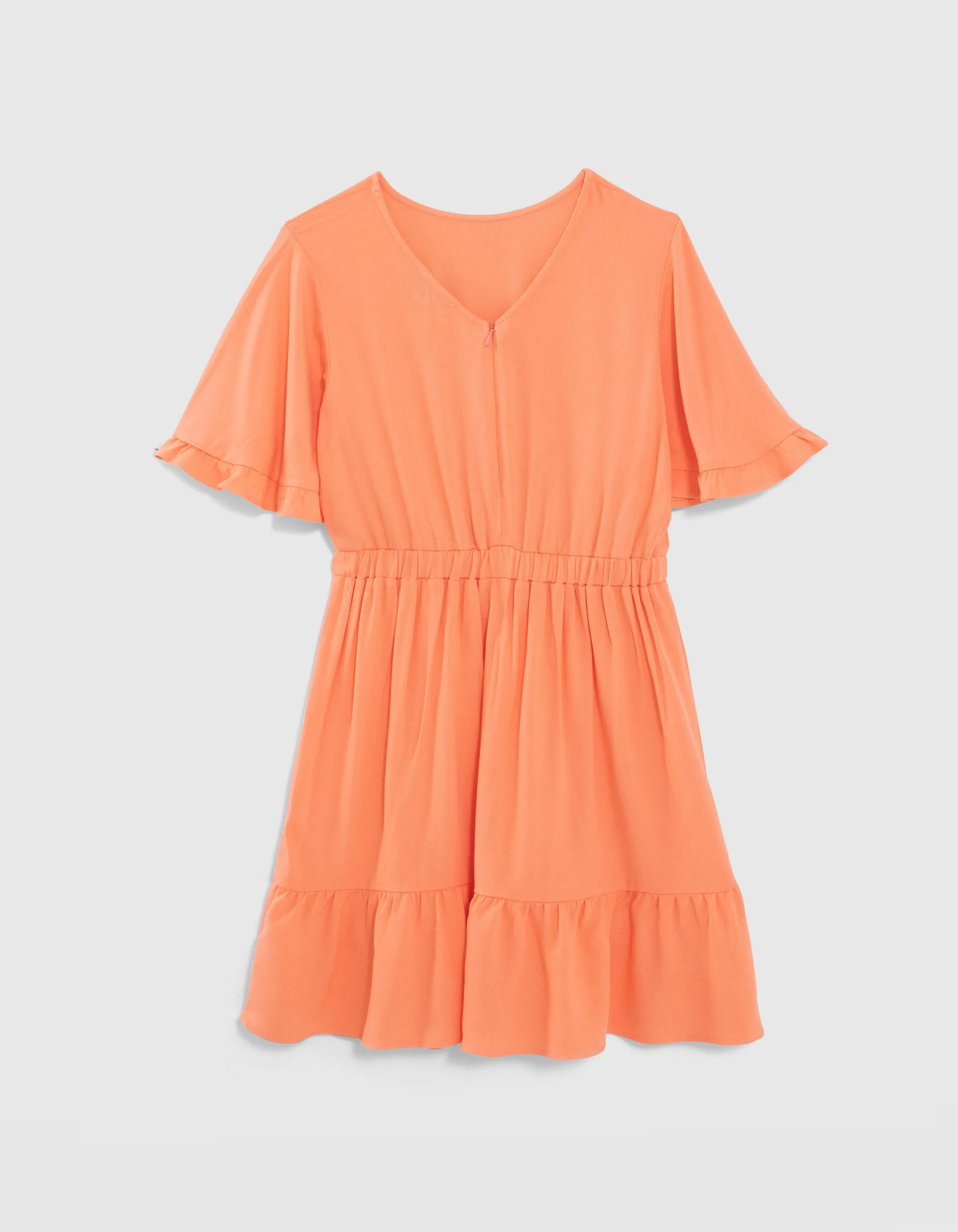 Robe orange larges manches volantées fille