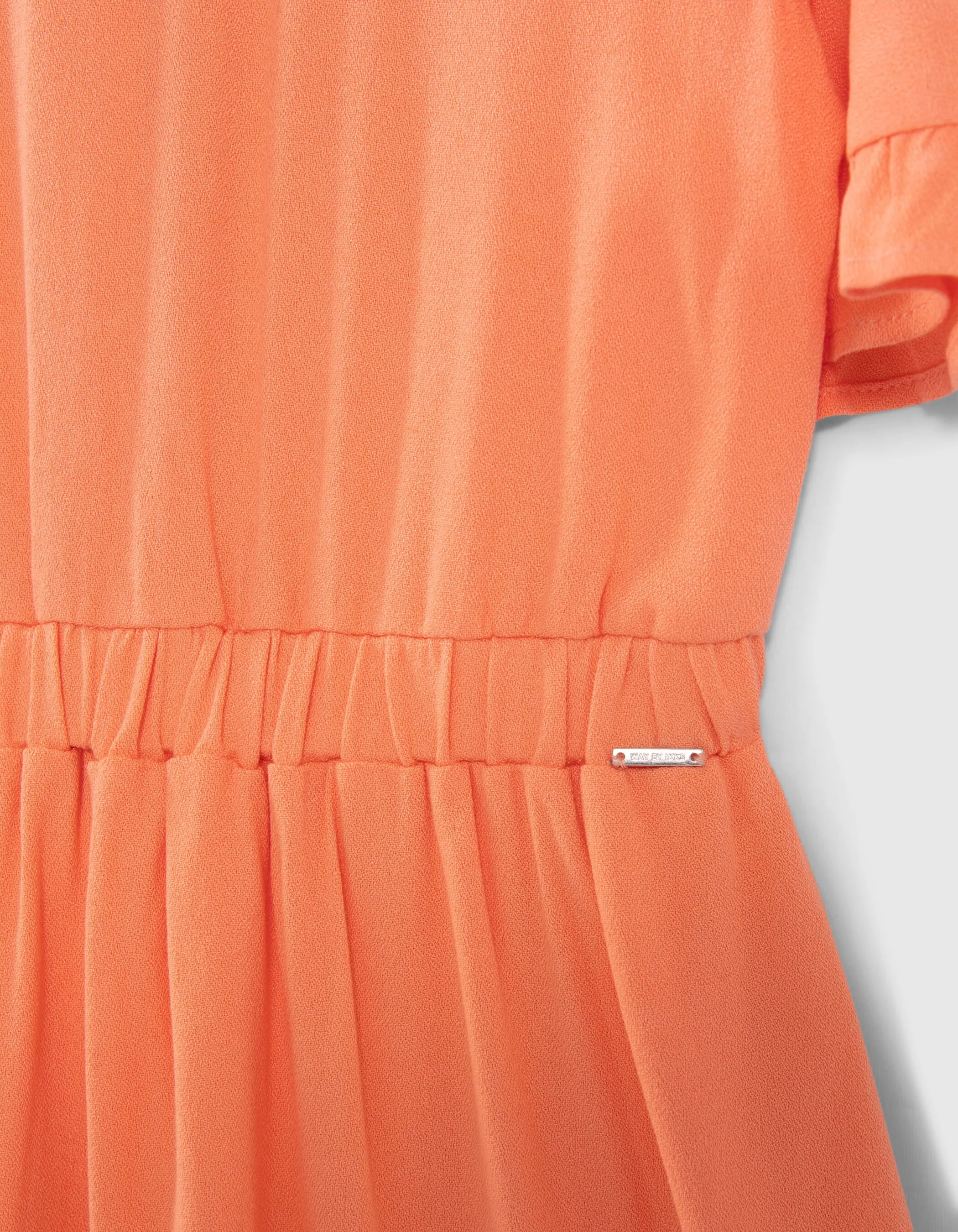 Robe orange larges manches volantées fille