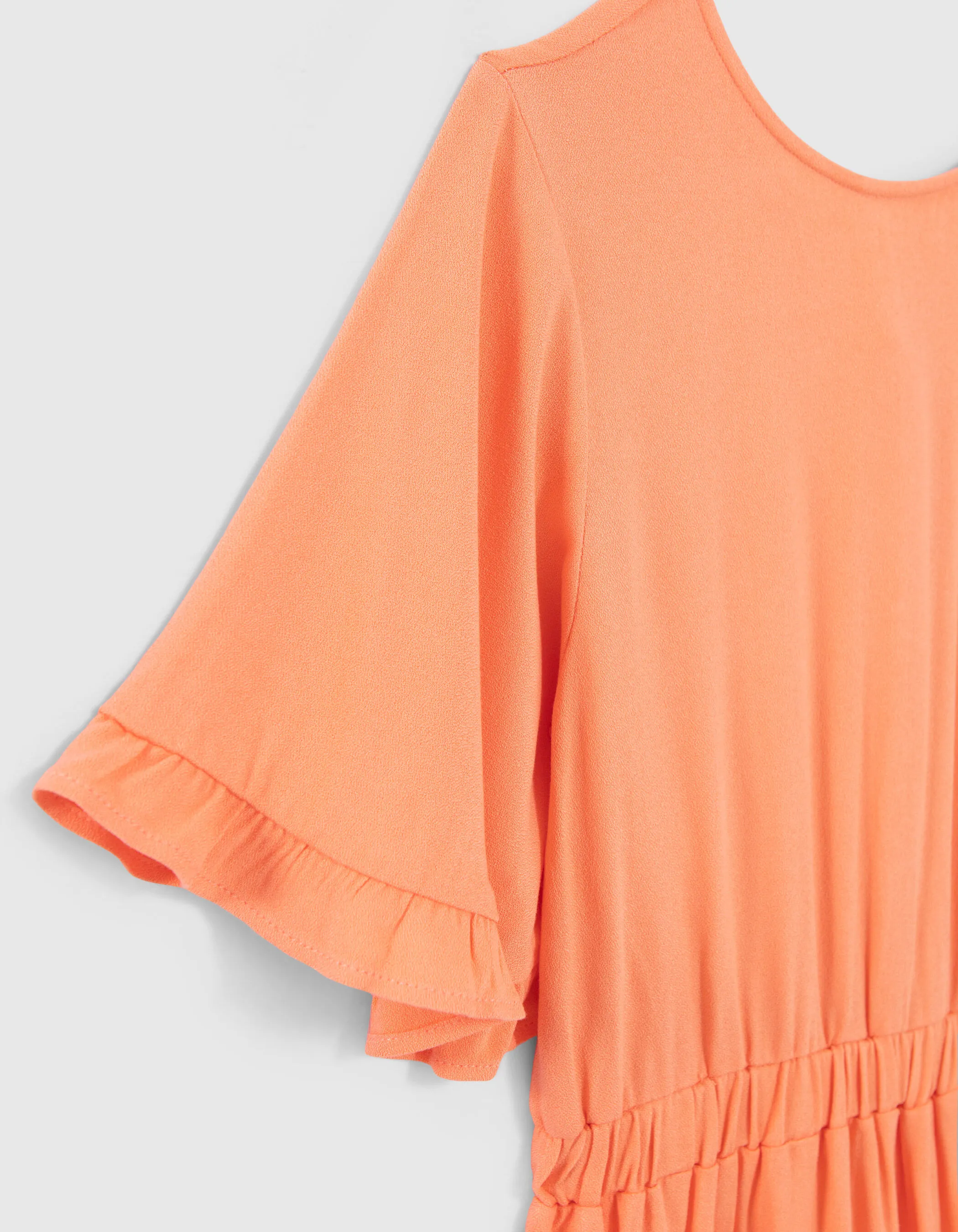 Robe orange larges manches volantées fille