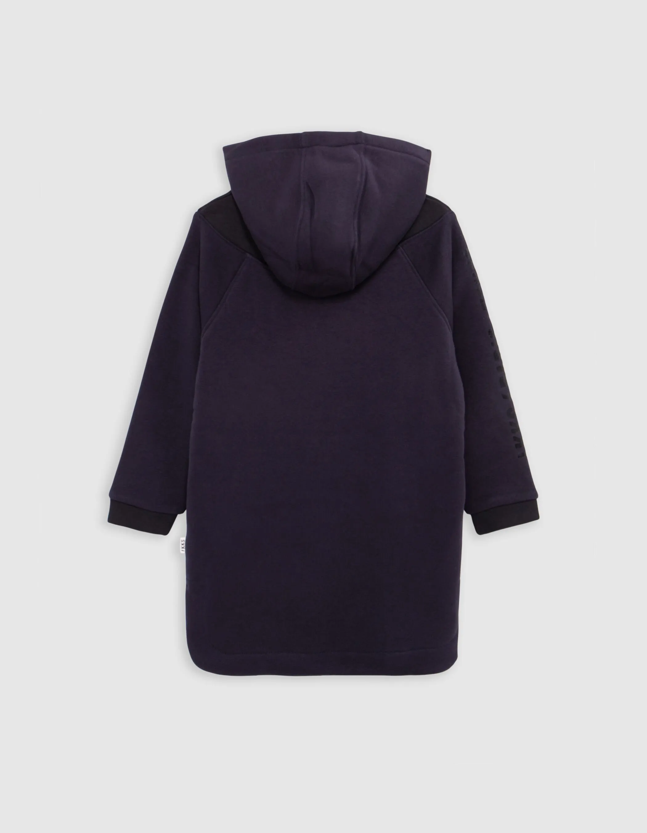 Robe sweat marine coton bio découpe noire fille